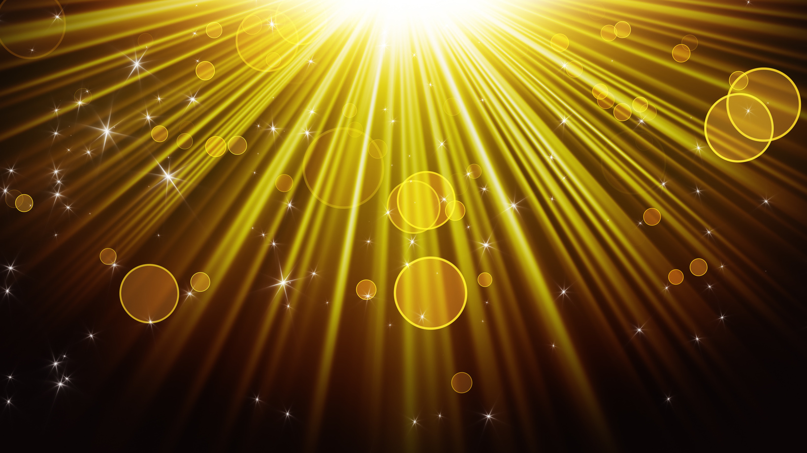gold rays of light and shining stars abstract background