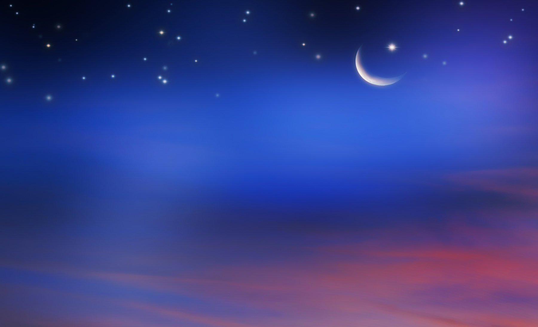 crescent and stars on night sky background